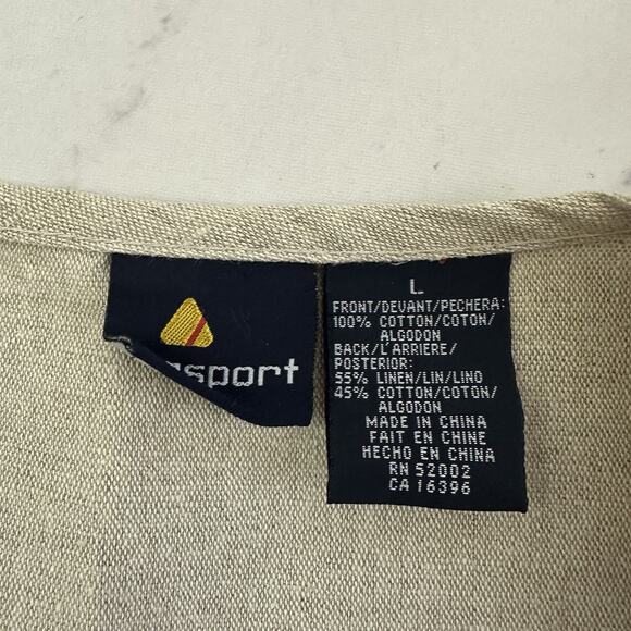 Liz Sport Womens Vintage 90s Vest Size L Red Tan Linen Blend Buttons Ribbed - Picture 5 of 9